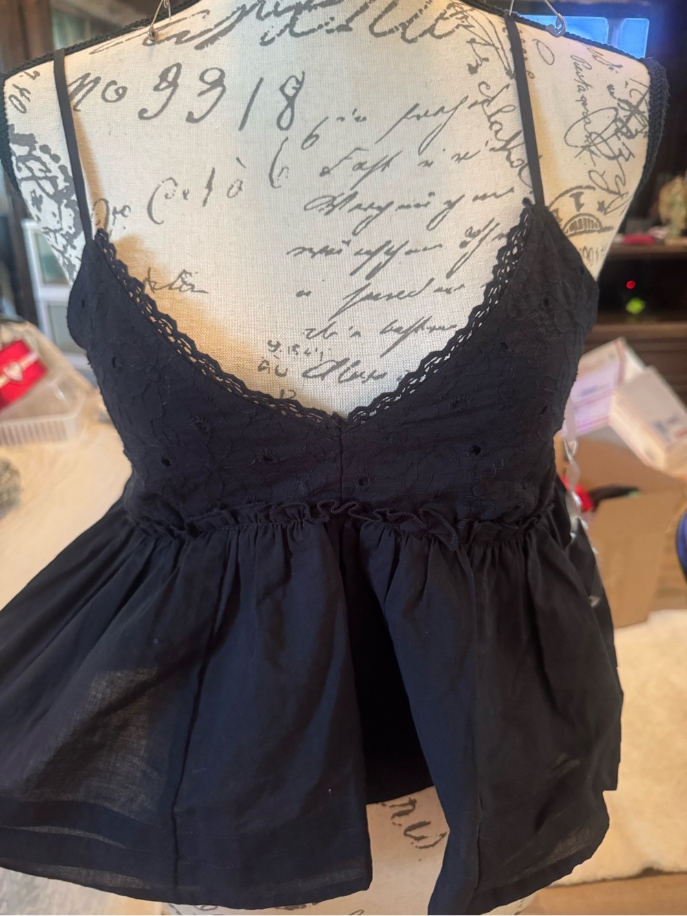 Black Lace Babydoll Cami Top selfie brand small nwt